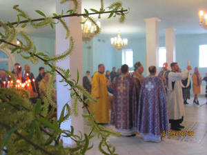 Palm Sunday in the temple of Transfiguration of the Lord