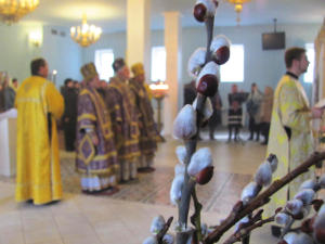 Palm Sunday in the temple of Transfiguration of the Lord