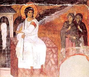 Ангел сповістив мироносицям про воскресіння та послав розповісти цю звістку апостолам